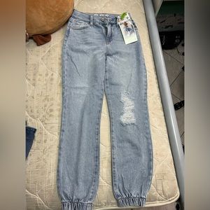 Repreve blue distressed denim jeans